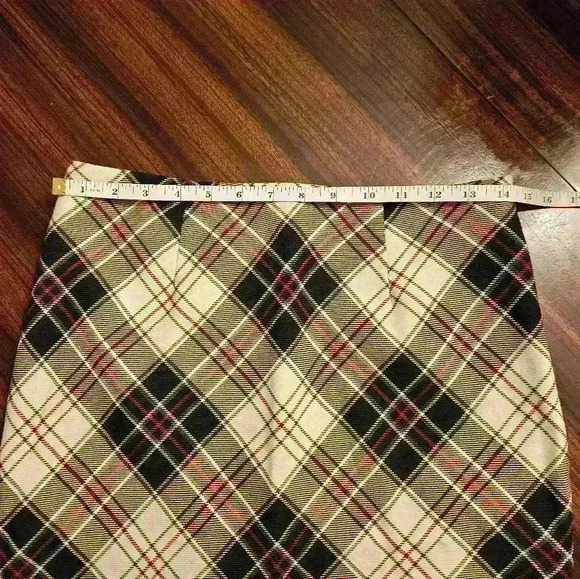 Brooks Brothers 346 Wool Mini Skirt Sz 2 Black White Tartan Plaid Lined Academia - Picture 6 of 11